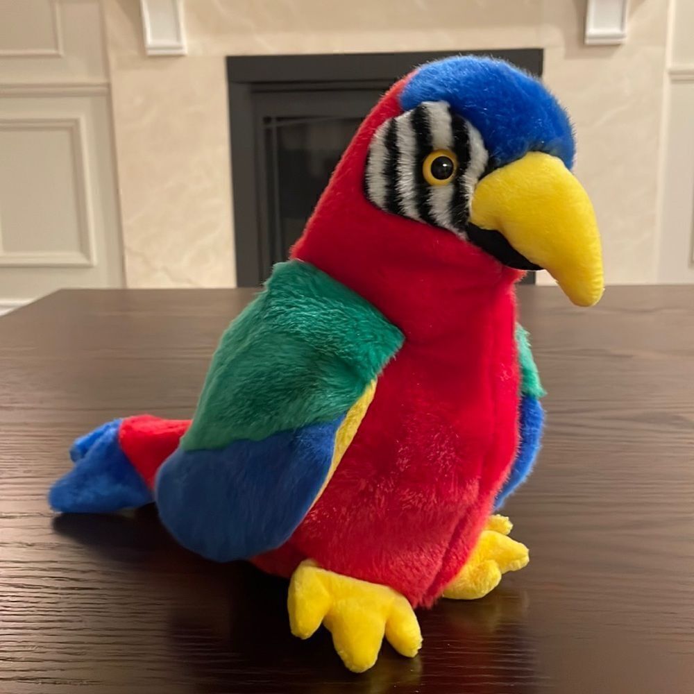 Vintage 90s Ty Beanie Buddy Jabber Parrot Plush Toy, Stuffed Animal Stuffed 11”